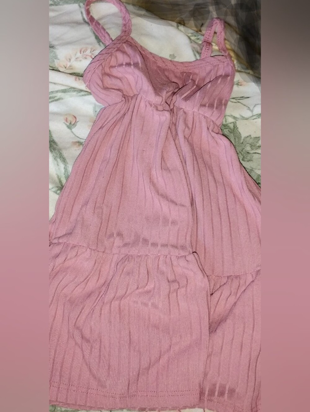 Toddler Pink Ribbed Tiered Dress